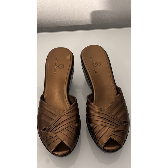 Cole Haan Shoes - Cole Haan‎ Bronze Leather Slide Sandals Women’s Size7.5B